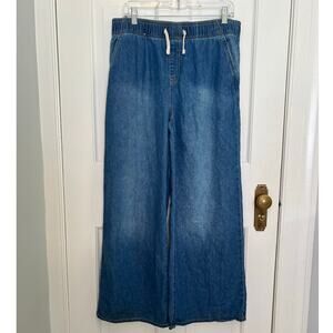 Old Navy Baggy High Rise Pull On Jeans Pants Wide Leg Drawstring Waist Sz XXL 18